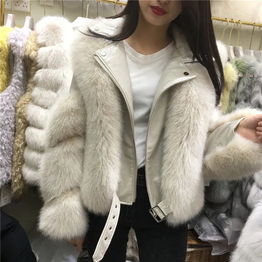 Short faux fox fur jacket