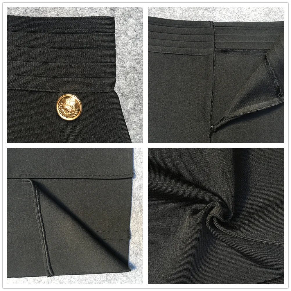 Bodycon midi pencil skirt, high waist with buttons.