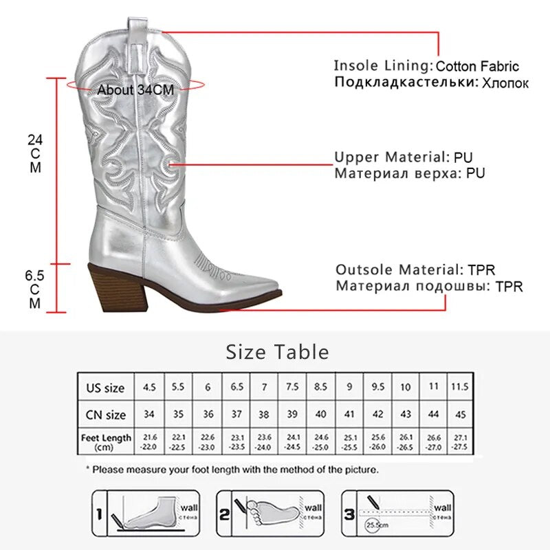 Women's metallic cowboy boots